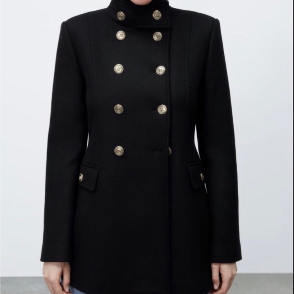 GOLD BUTTON WOOL BLEND COAT